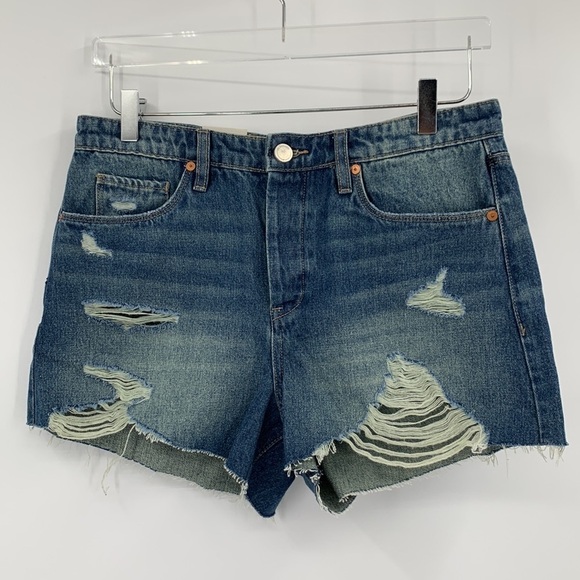 BlankNYC Barrow Vintage high-rise denim jean shorts cut-off distressed new 28 - Picture 1 of 5